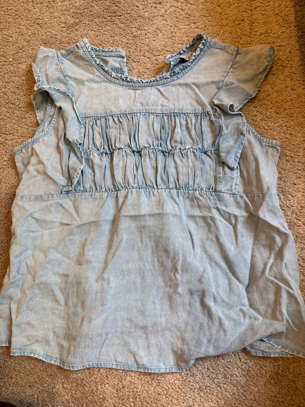 Rails Light Blue Ruffle Sleeve Chambray Top